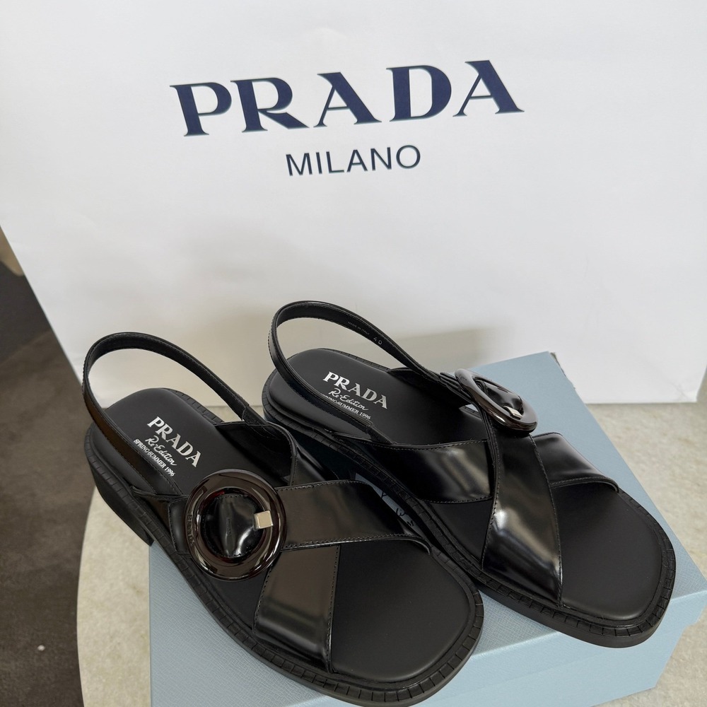 Prada 1X962N Women's Leather slingback sandals shoes, size 37 (US 7) - Picture 10 of 15